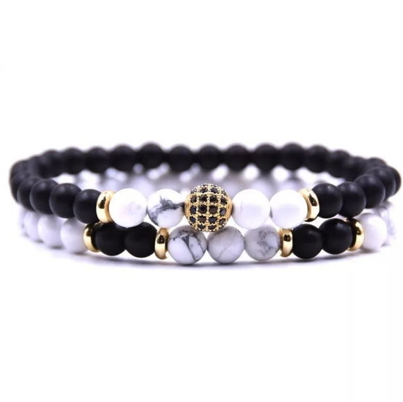 Generic Other - HYHONEY 2pc/sets Natural stone Bracelet men Micro
